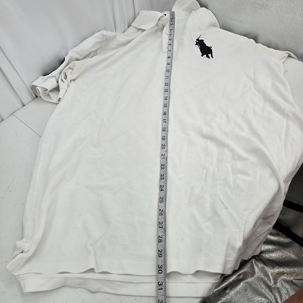 Polo Ralph Lauren Polo Shirt Mens XL Tall‎ White Big Pony Number 3 Sleeve Pique. - Picture 7 of 8